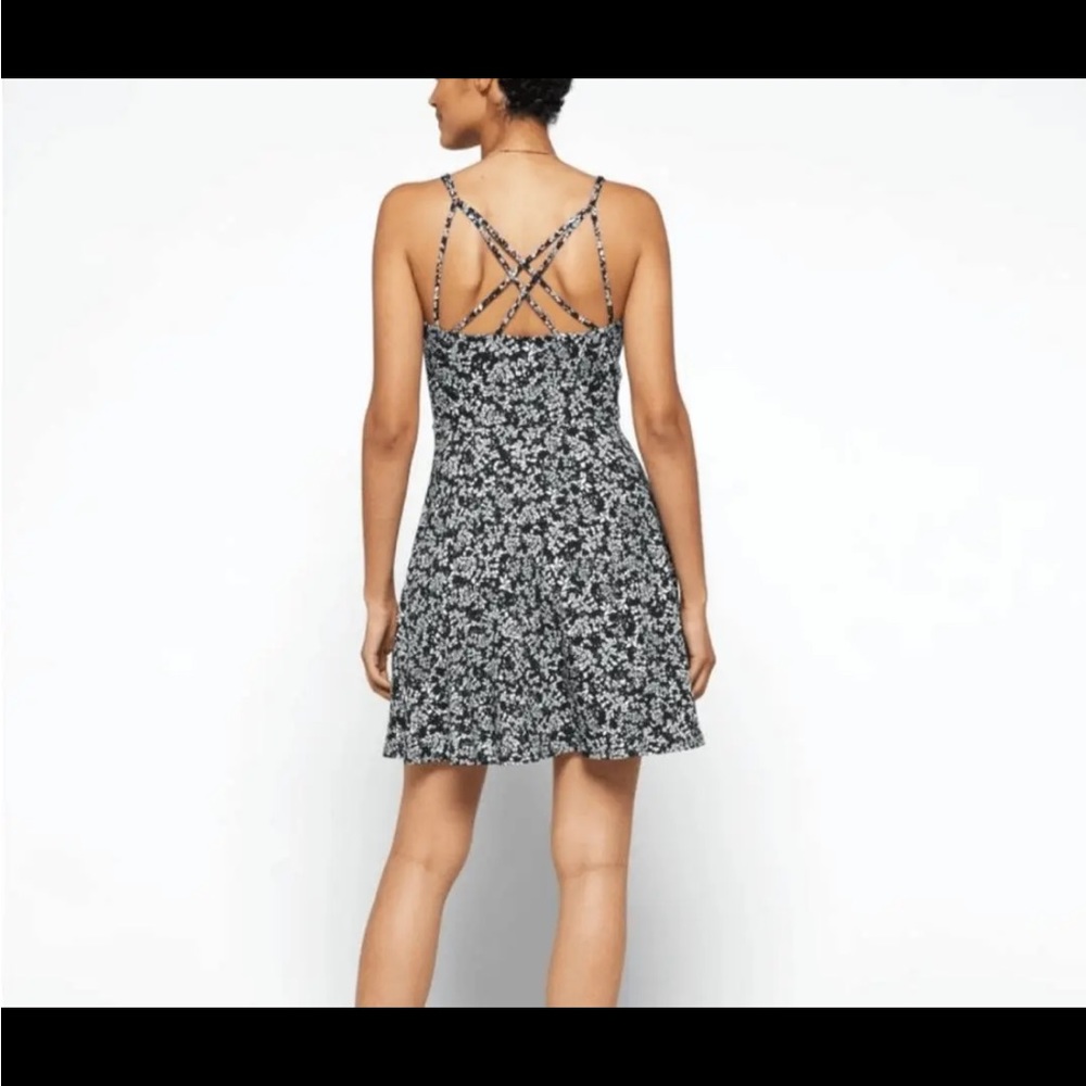 navy floral skater dress
